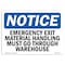 Signmission OSHA Notice, 5" Height, Emergency Exit Material Handling Must Go Sign, 7" X 5", Landscape OS-NS-D-57-L-11808 - alternate 1